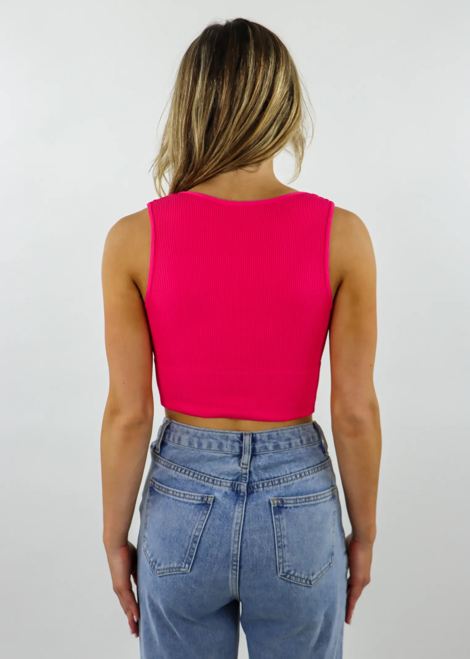 Take The Plunge V-Neck Crop Top ★ Hot Pink sold by Rock N Rags product image thumbnail 2