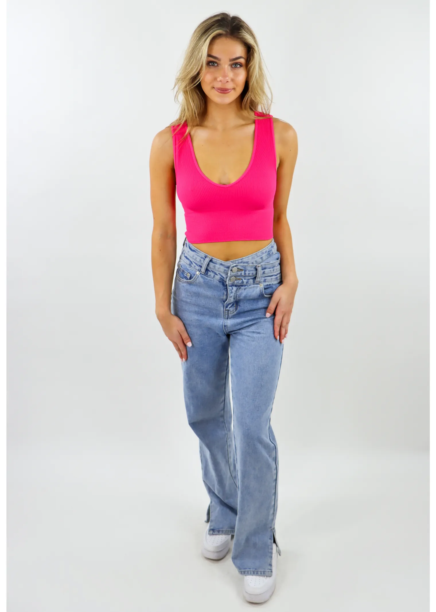 Take The Plunge V-Neck Crop Top ★ Hot Pink sold by Rock N Rags product image thumbnail 4