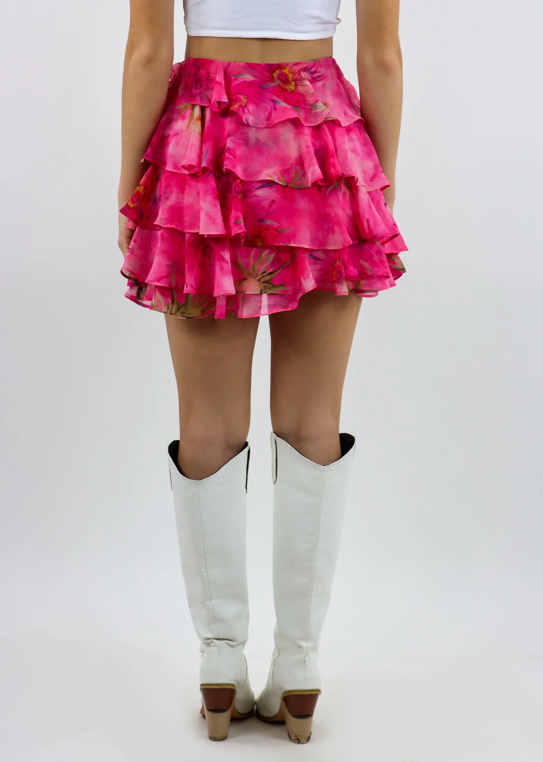 Lean On Ruffle Mini Skirt ★ Pink Floral sold by Rock N Rags product image thumbnail 4