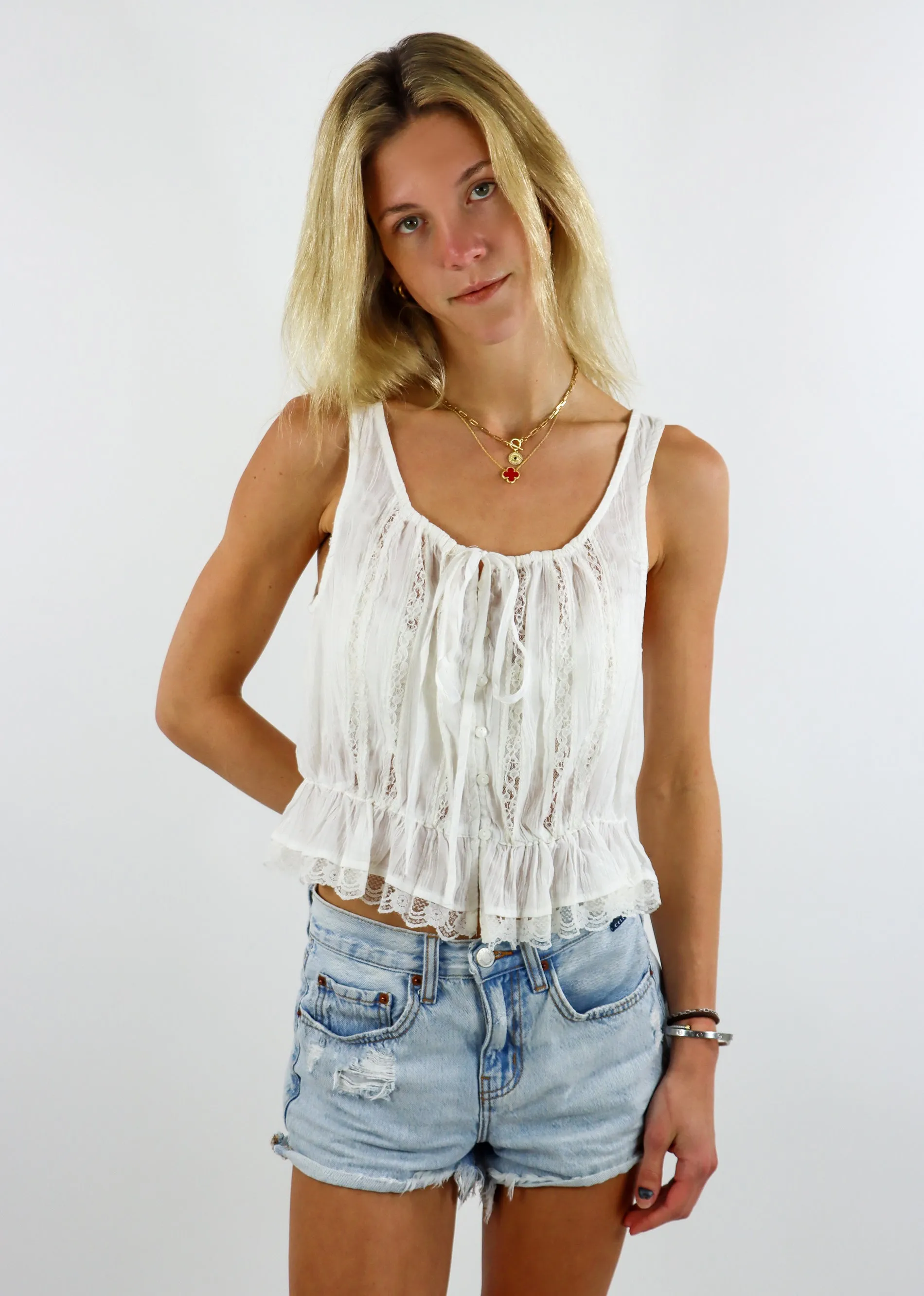 Free People Alana Lace Tank ★ Ivory sold by Rock N Rags