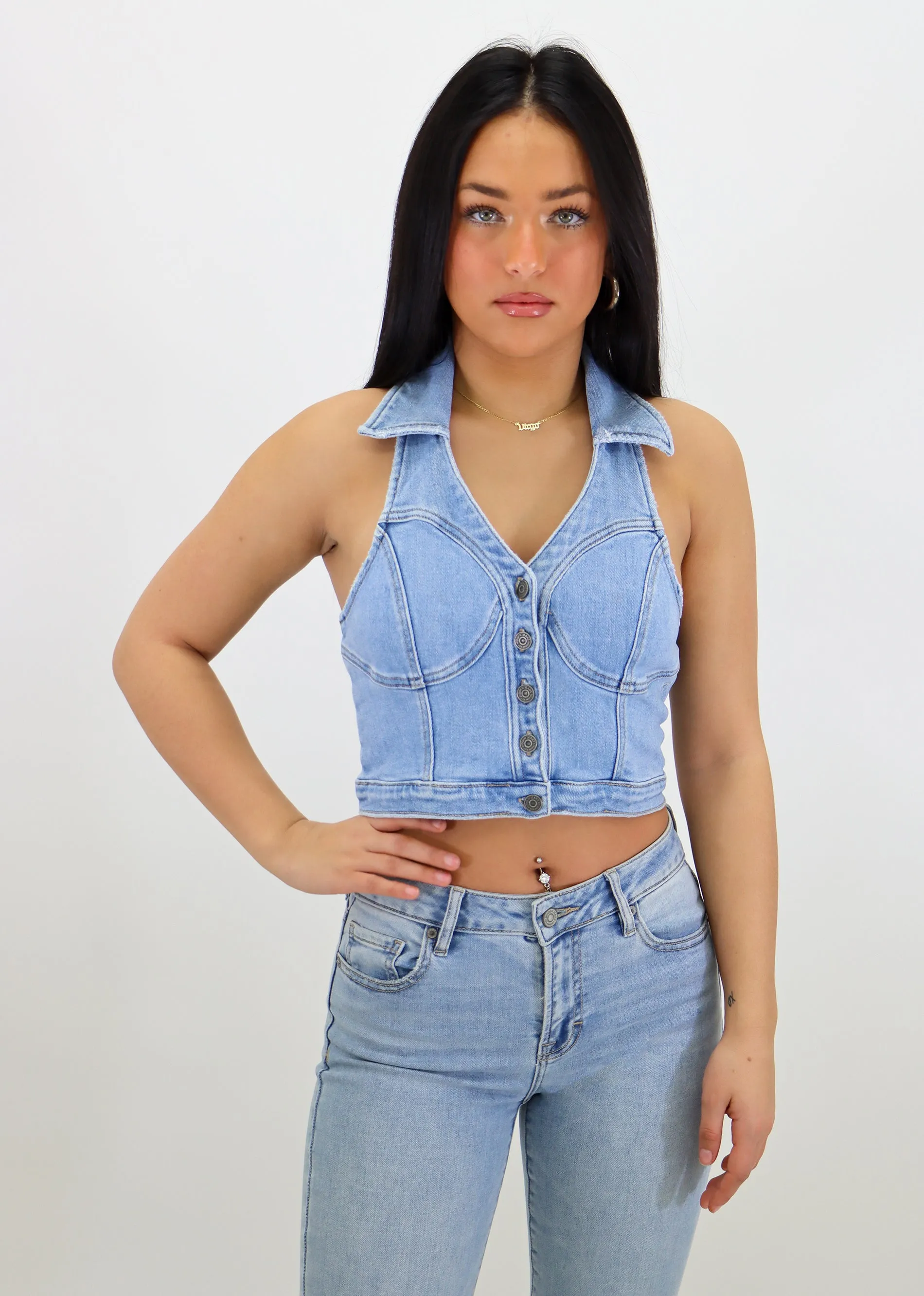 Meant To Be Halter Top ★ Light Wash sold by Rock N Rags product image thumbnail 2
