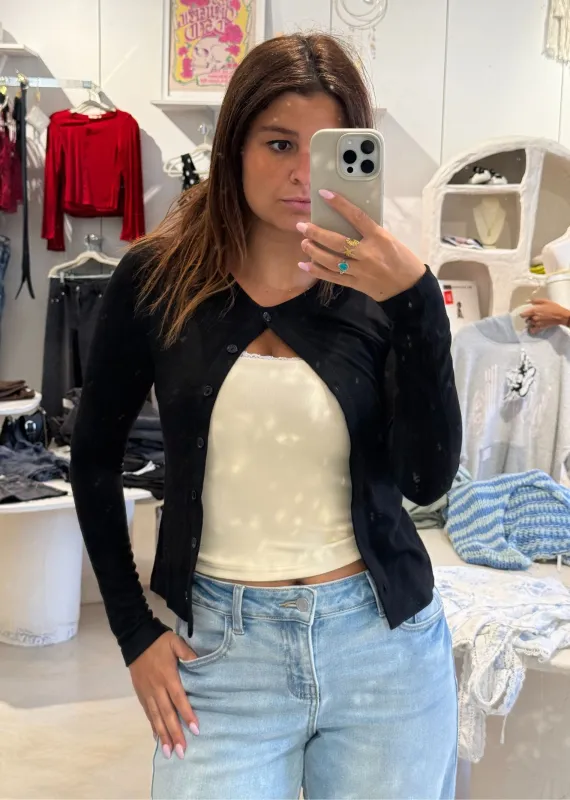 Weekday Brunch Cardigan ★ Black sold by Rock N Rags