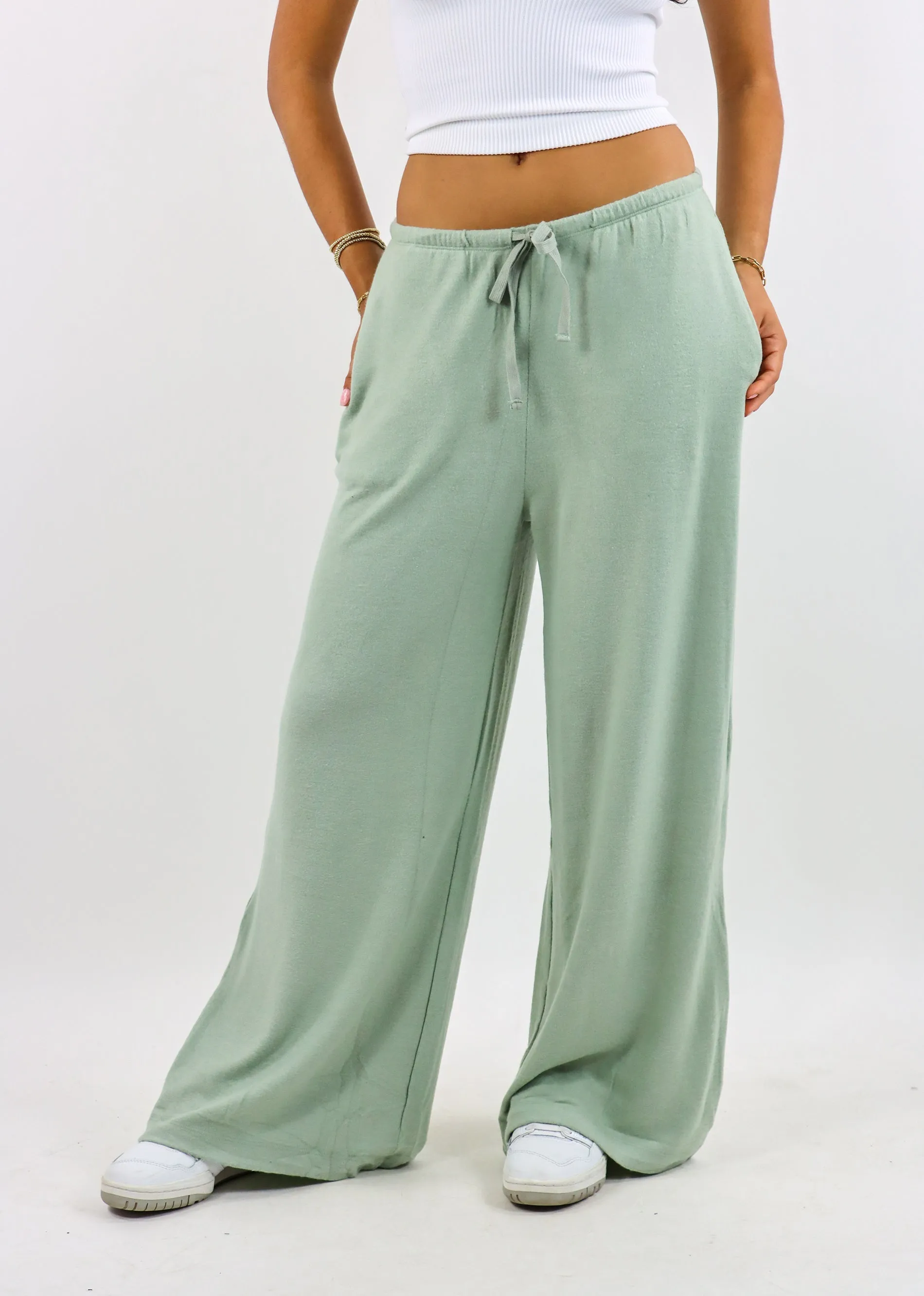 Sweet Escape Wide Leg Sweatpants ★ Sage Green sold by Rock N Rags