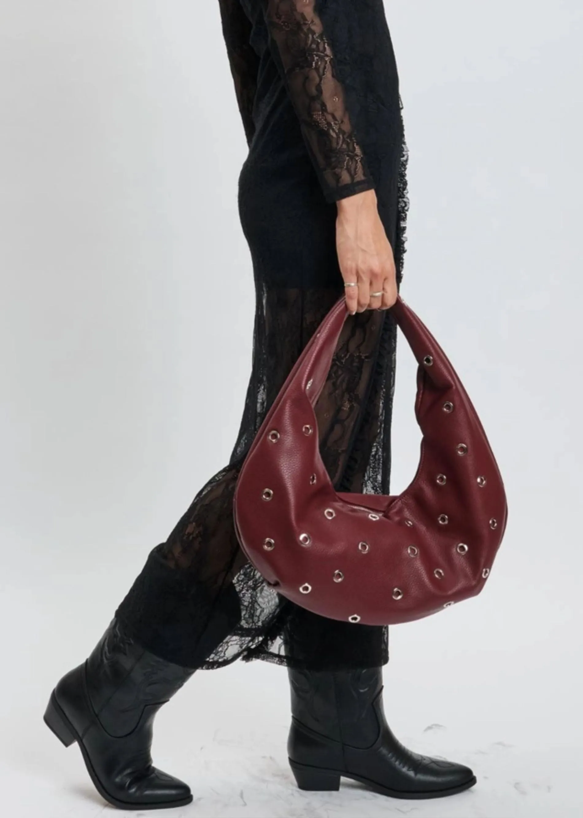Grommet Shoulder Bag ★ Burgundy sold by Rock N Rags product image thumbnail 3