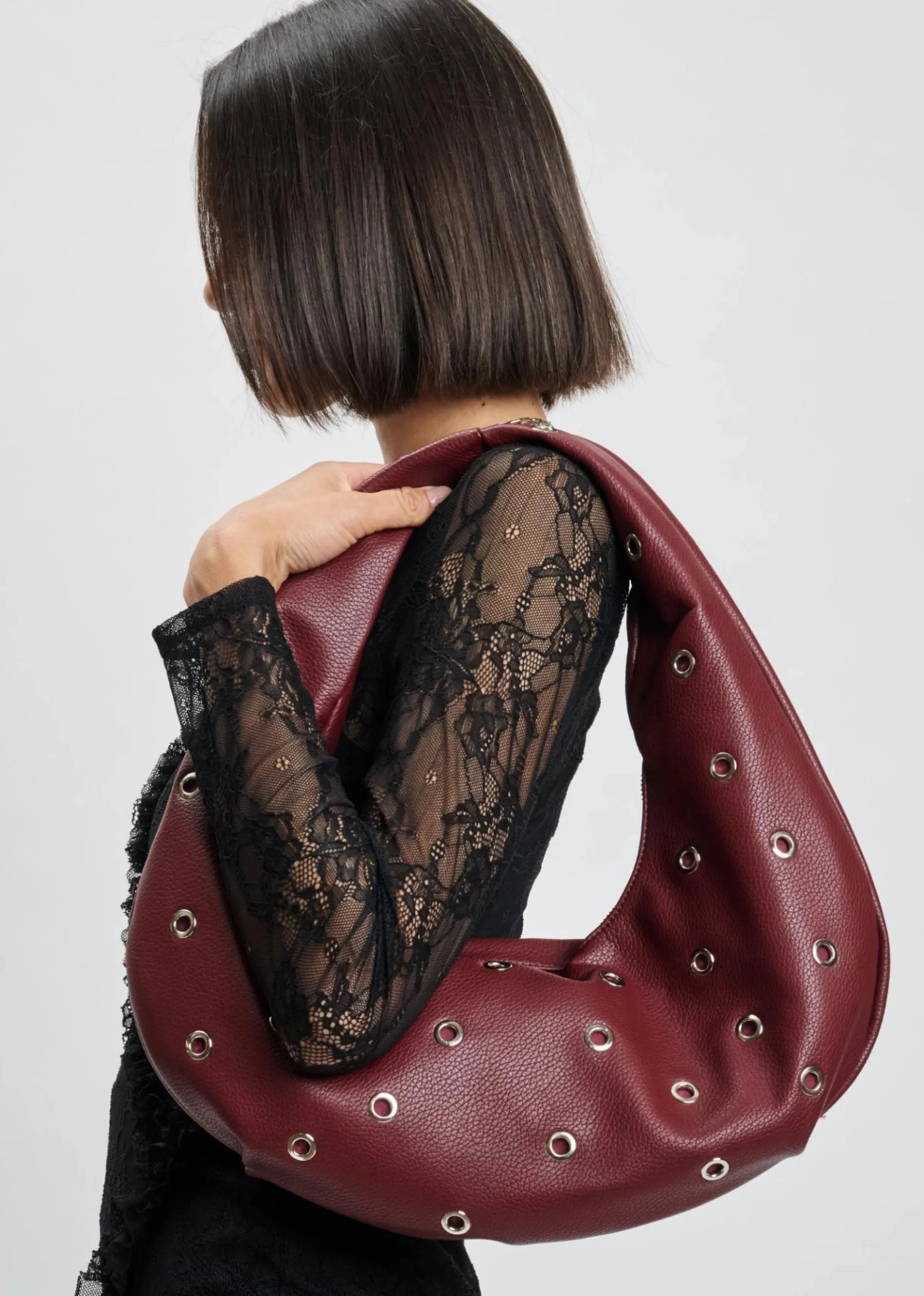 Grommet Shoulder Bag ★ Burgundy sold by Rock N Rags product image thumbnail 4