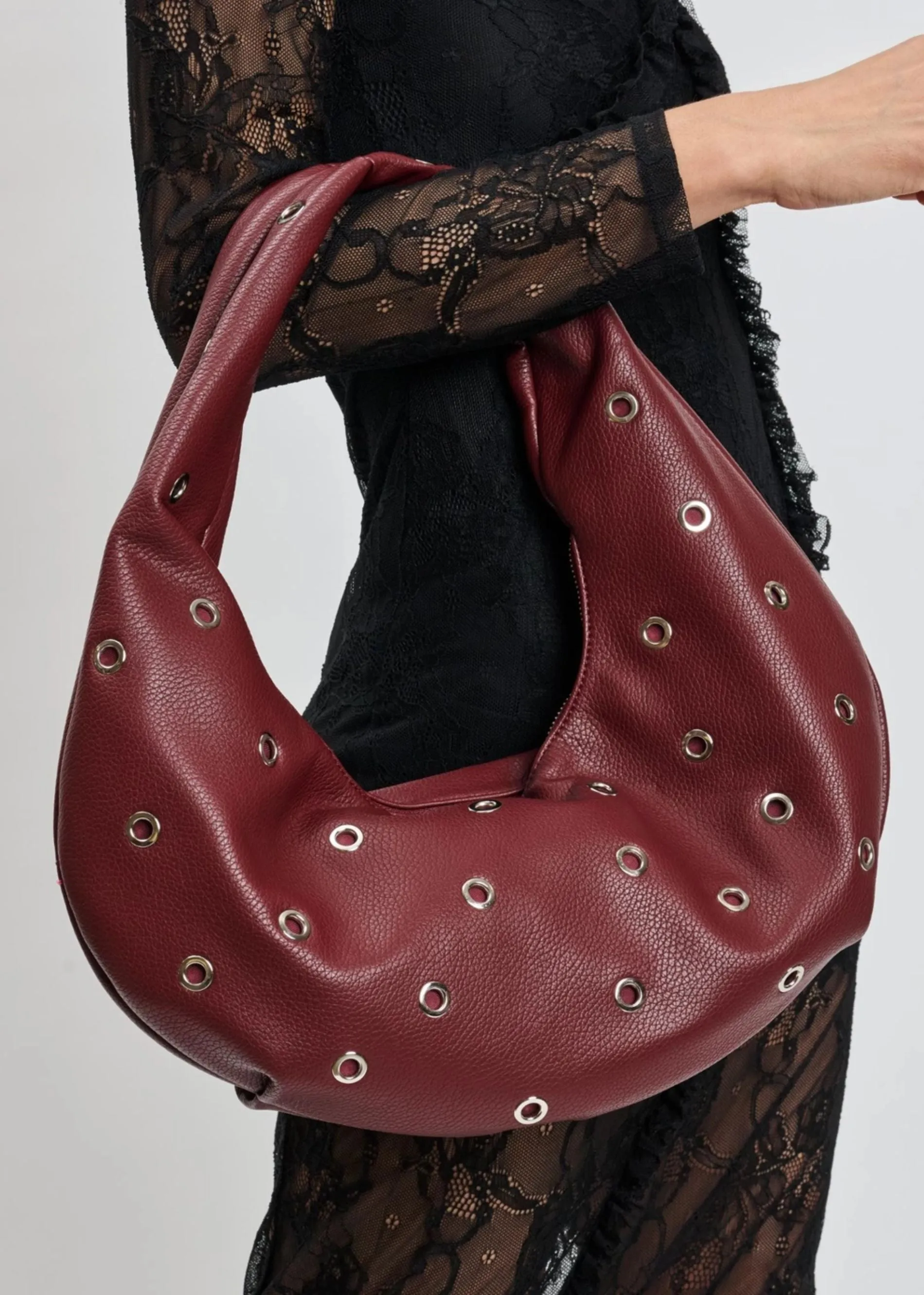 Grommet Shoulder Bag ★ Burgundy sold by Rock N Rags product image thumbnail 2