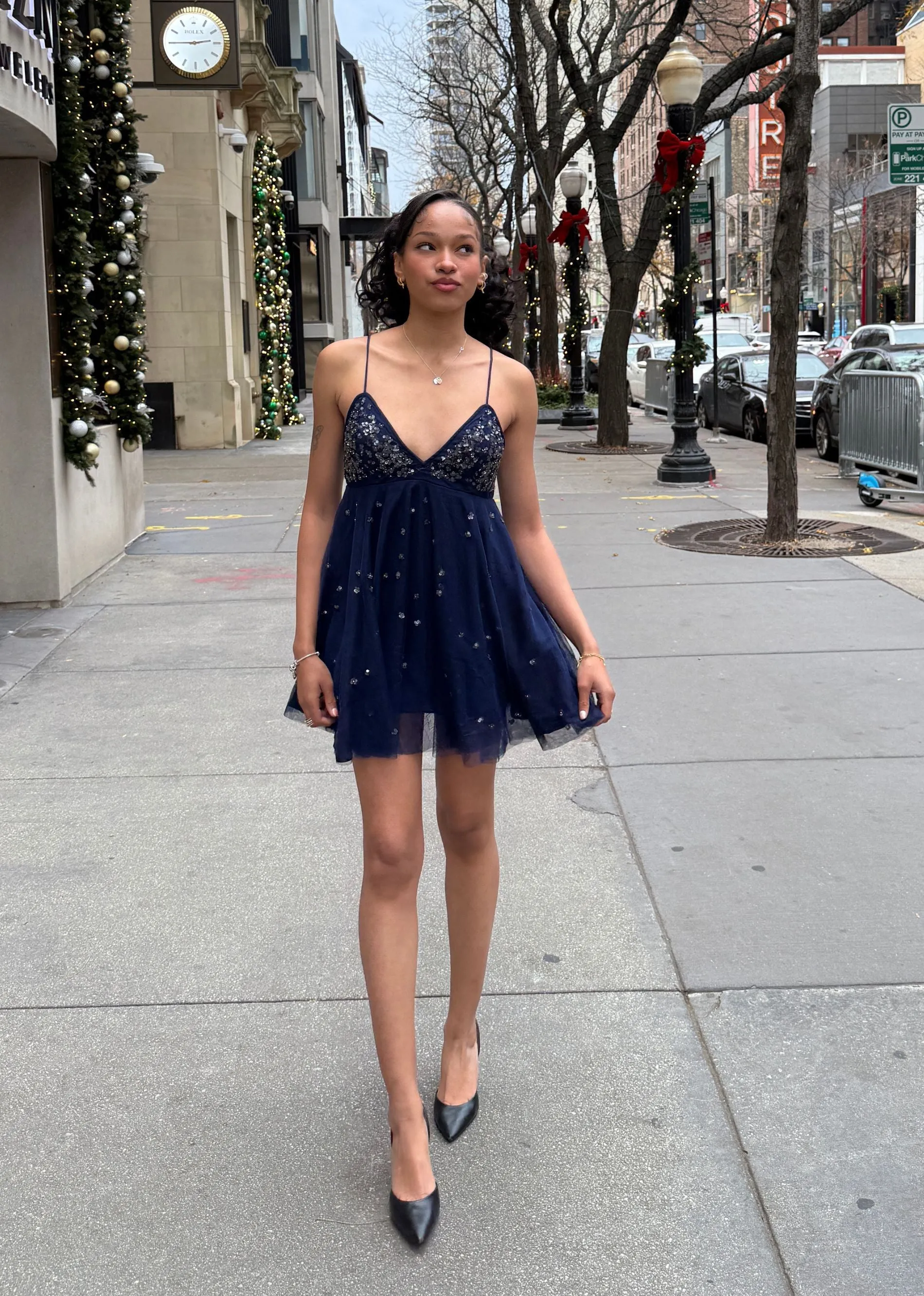 Free People Noel Shine Mini Dress ★ Navy sold by Rock N Rags product image thumbnail 3