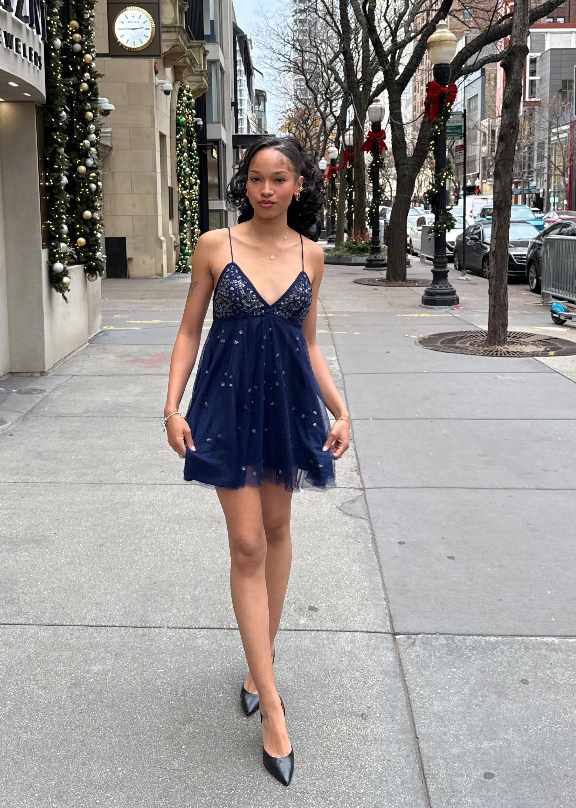 Free People Noel Shine Mini Dress ★ Navy sold by Rock N Rags product image thumbnail 4