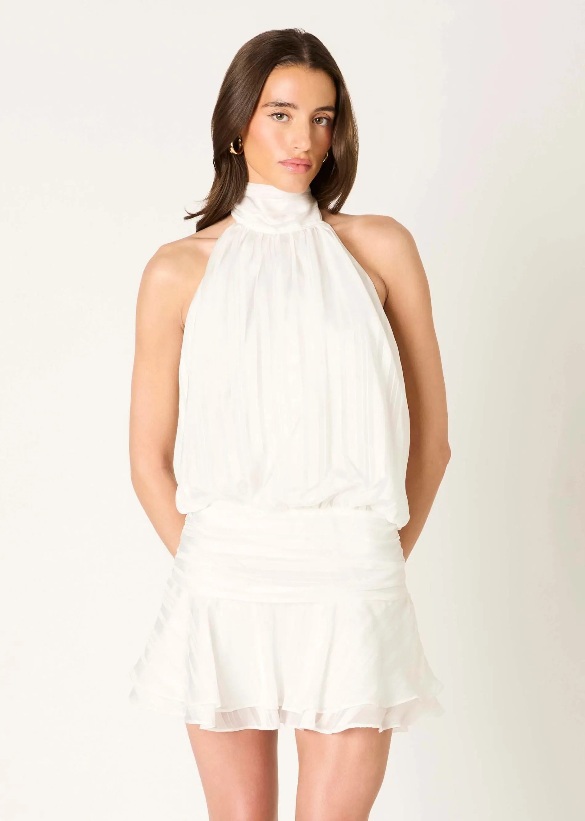 Ivory Muse Halter Mini Dress ★ White sold by Rock N Rags