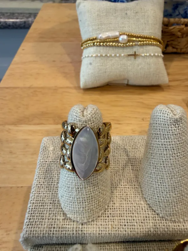 Opal marble stone ring made by Rock N Rags