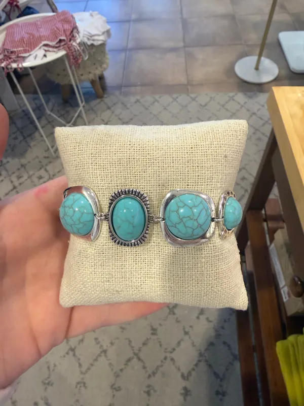western teal stone bracelet made by Rock N Rags