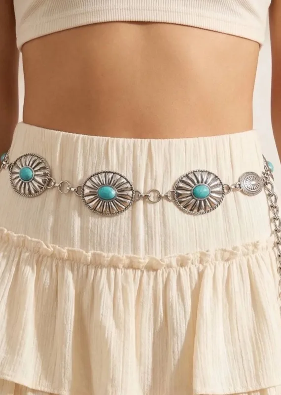 Silver Springs Turquoise Concho Belt ★ Silver made by Rock N Rags