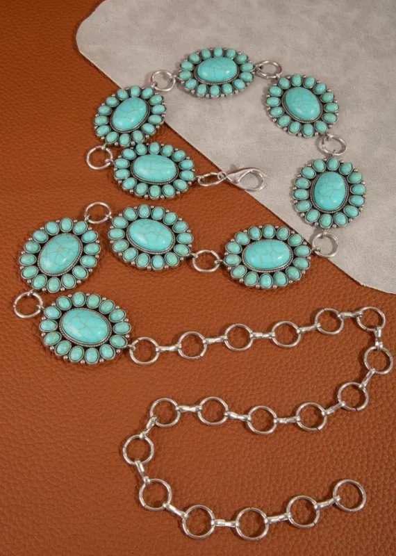 Wild West Turquoise Concho Belt ★ Silver made by Rock N Rags