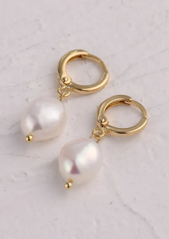 Freshwater Pearl Dangle Earrings ★ Gold sold by Rock N Rags