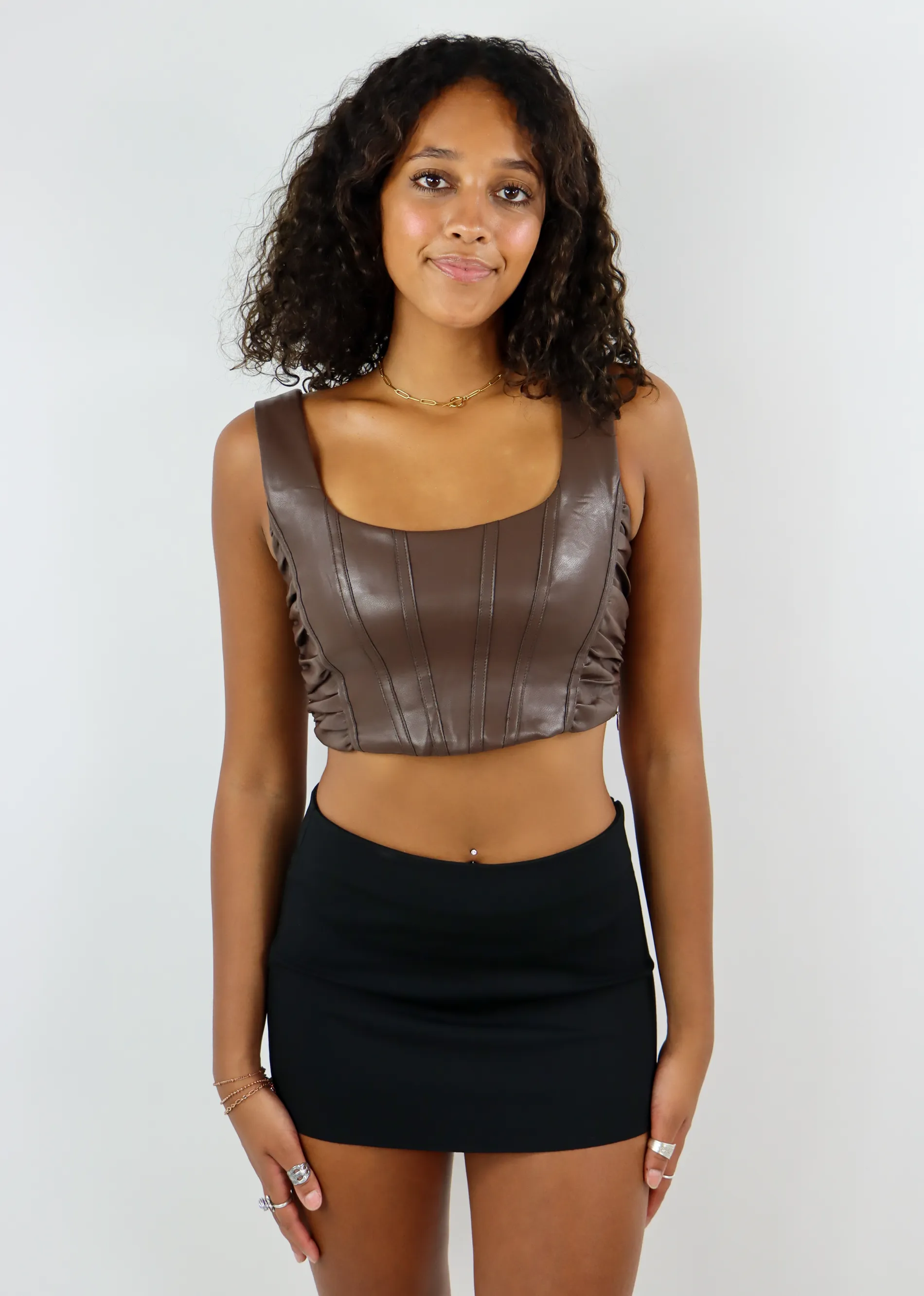 We Got That Cool Leather Corset Tank ★ Brown sold by Rock N Rags product image thumbnail 2