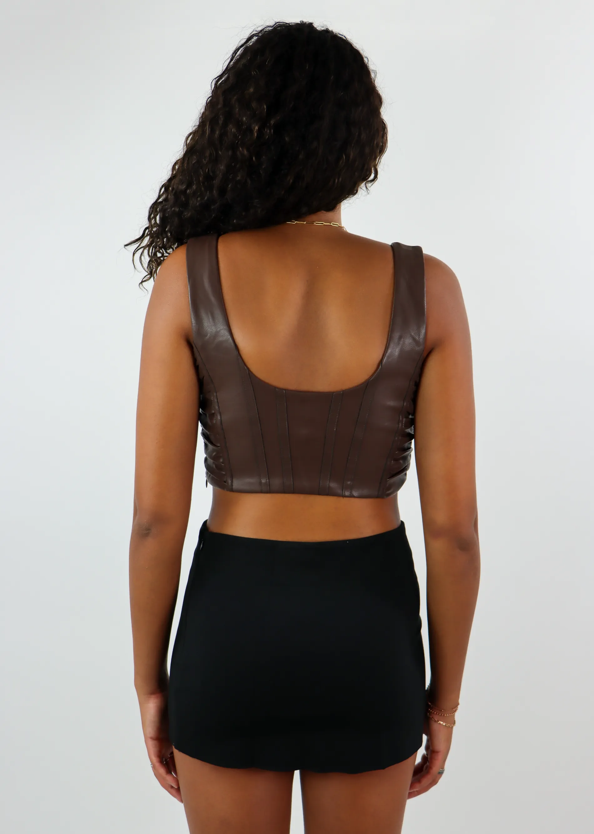 We Got That Cool Leather Corset Tank ★ Brown sold by Rock N Rags product image thumbnail 4