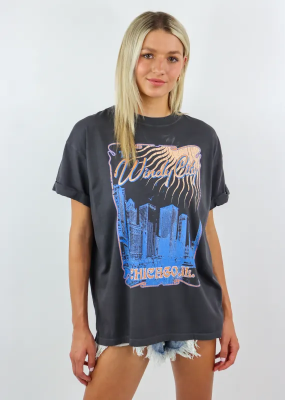 Windy City Graphic Tee ★ Charcoal Grey sold by Rock N Rags