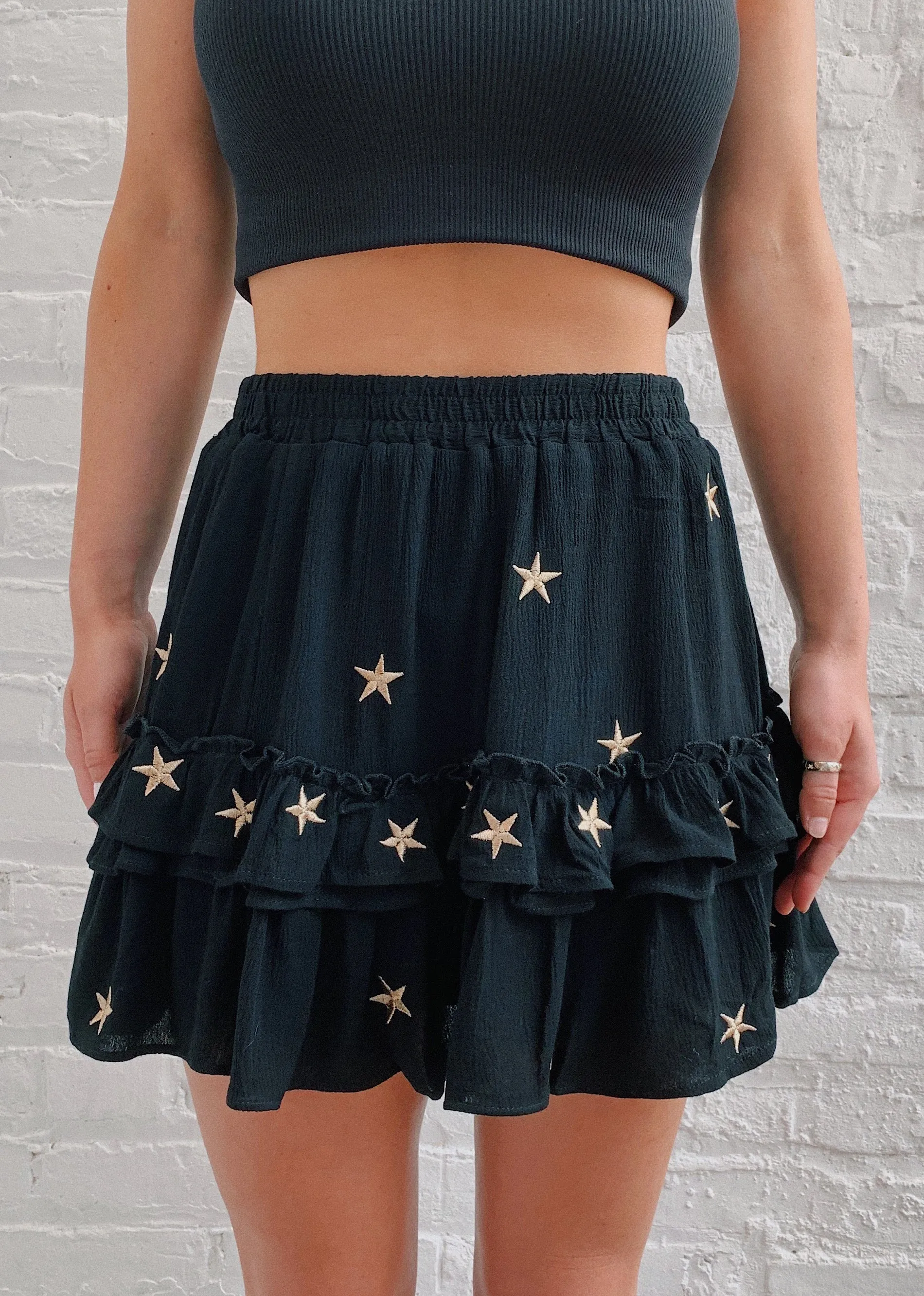 Dancing In The Moonlight Skirt ★ Black With Gold Stars sold by Rock N Rags