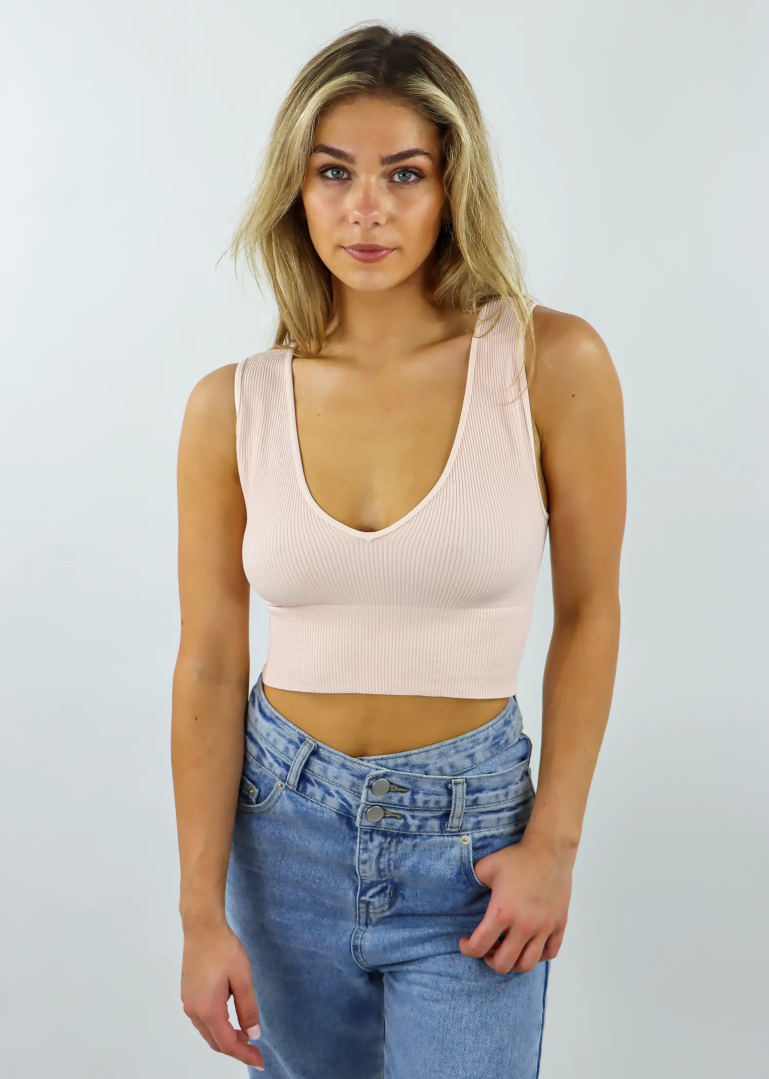 Take The Plunge V-Neck Crop Top ★ Cloud Pink sold by Rock N Rags