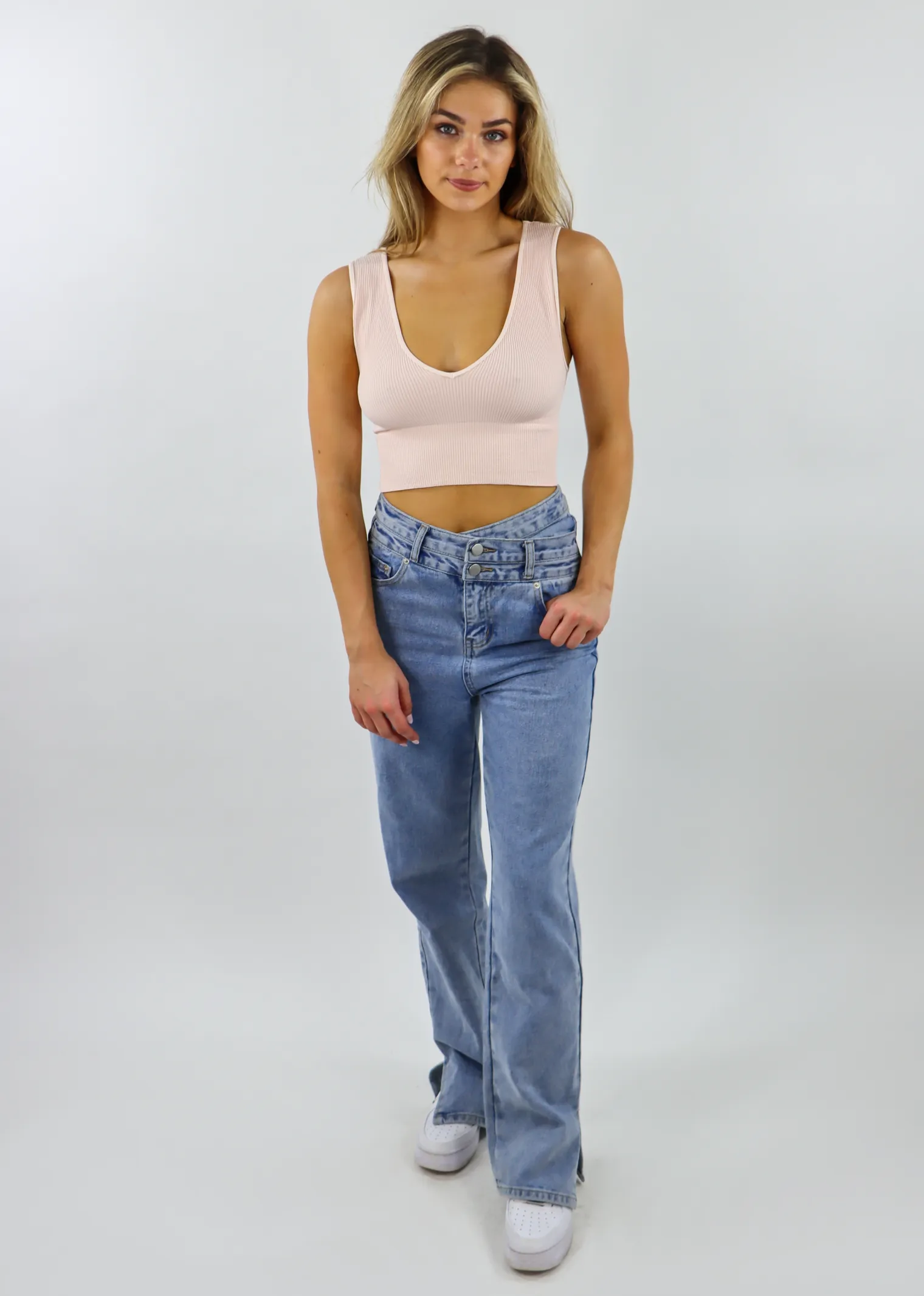 Take The Plunge V-Neck Crop Top ★ Cloud Pink sold by Rock N Rags product image thumbnail 3