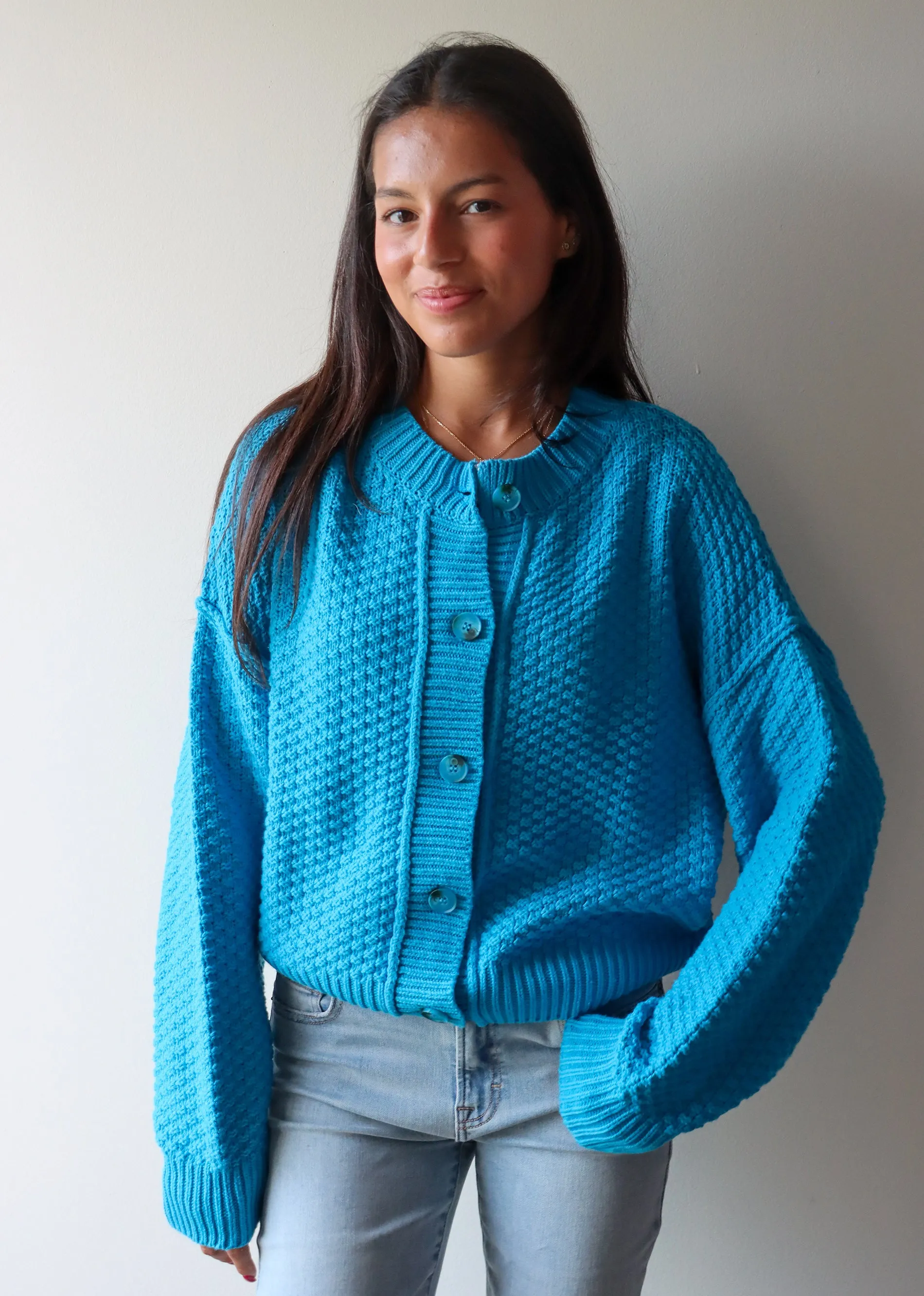 Fall Nights Cardigan ★ Neon Blue sold by Rock N Rags