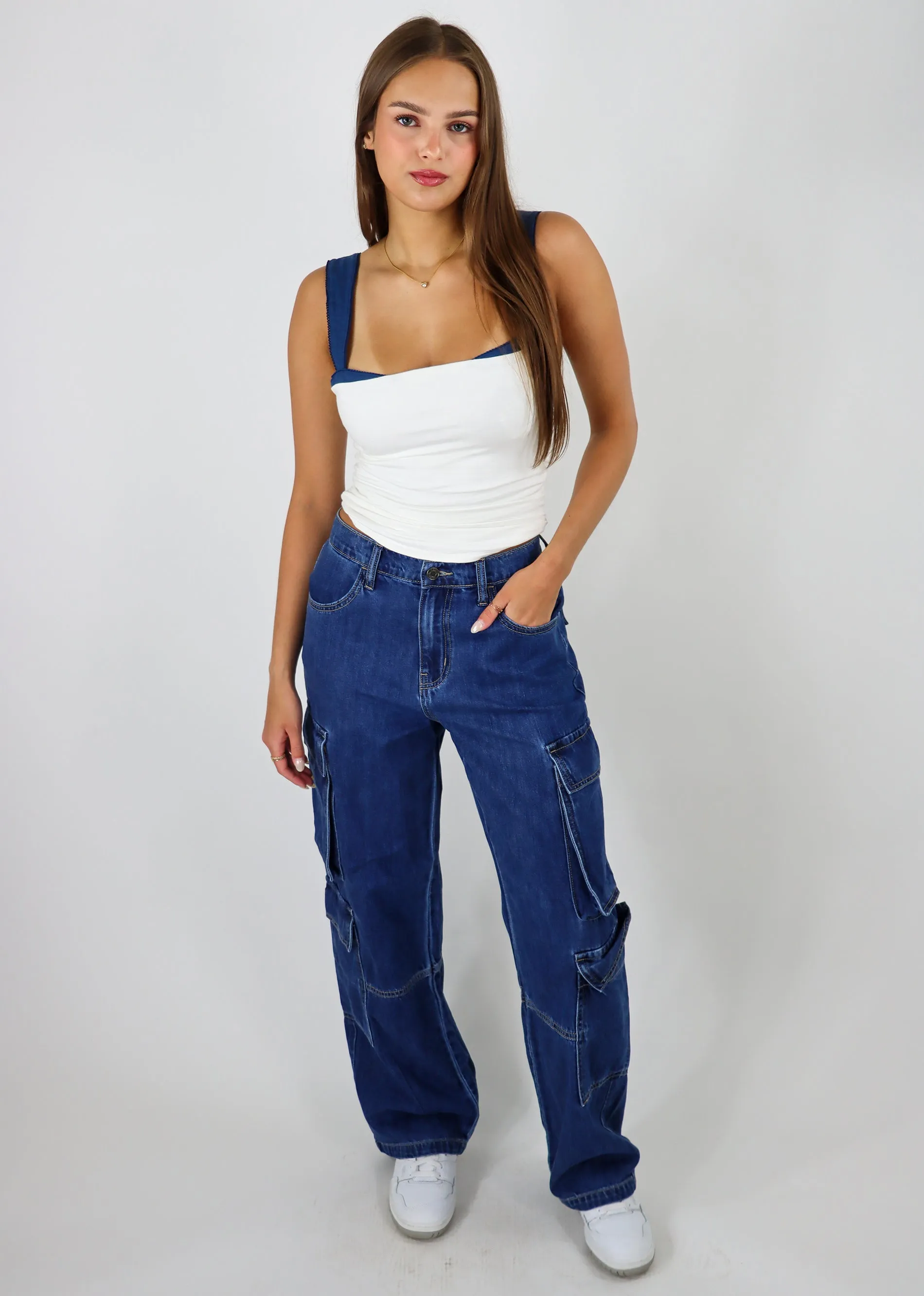 Free People 2 Toned Tank ★ White & Navy sold by Rock N Rags product image thumbnail 5