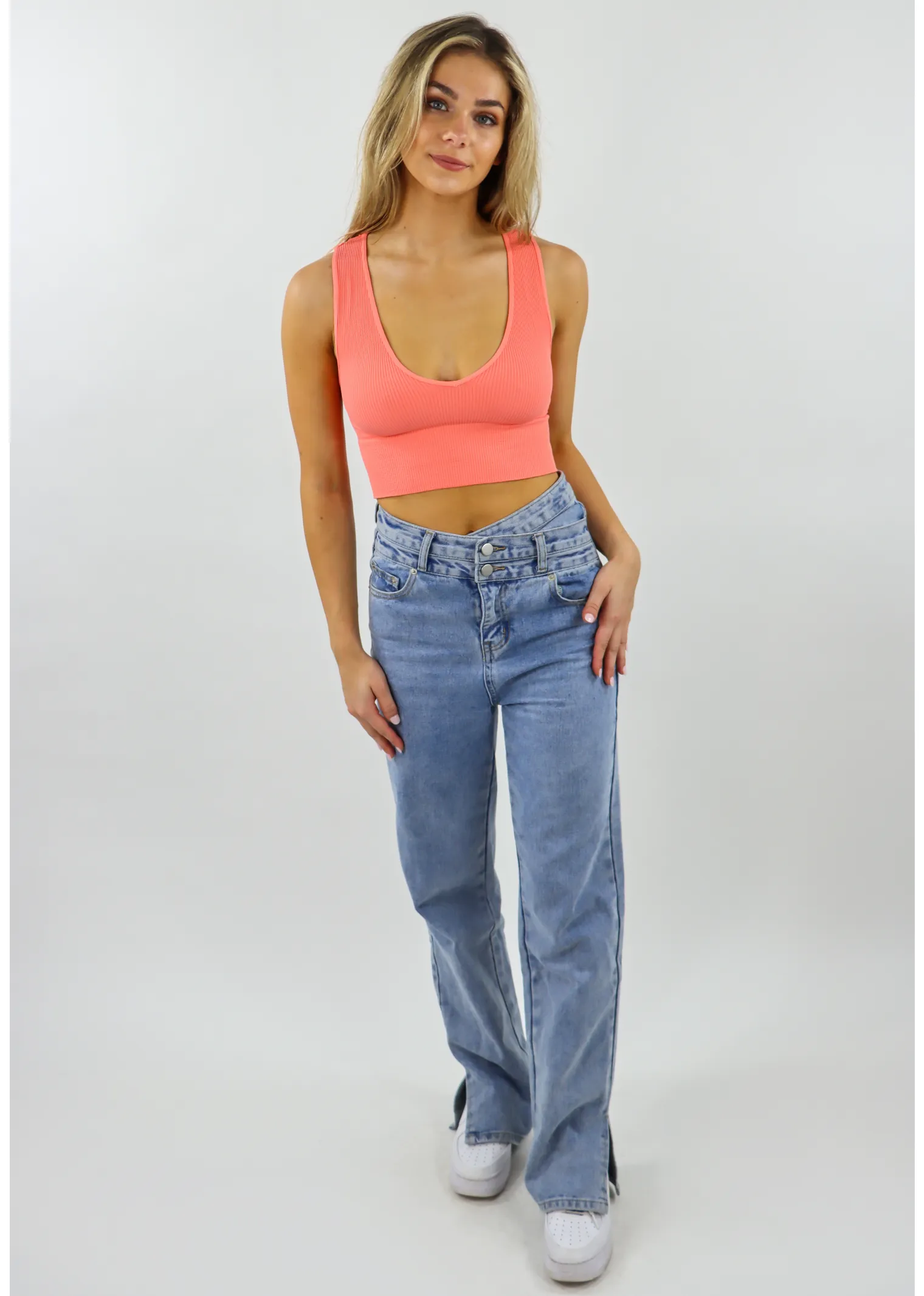 Take The Plunge V-Neck Crop Top ★ Coral sold by Rock N Rags product image thumbnail 5