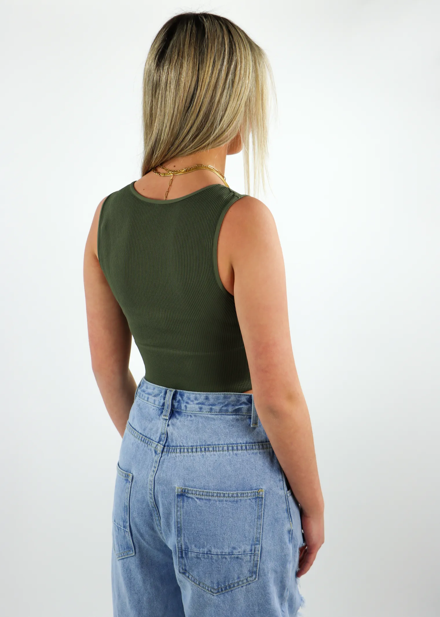 Take The Plunge V-Neck Crop Top ★ Olive sold by Rock N Rags product image thumbnail 3