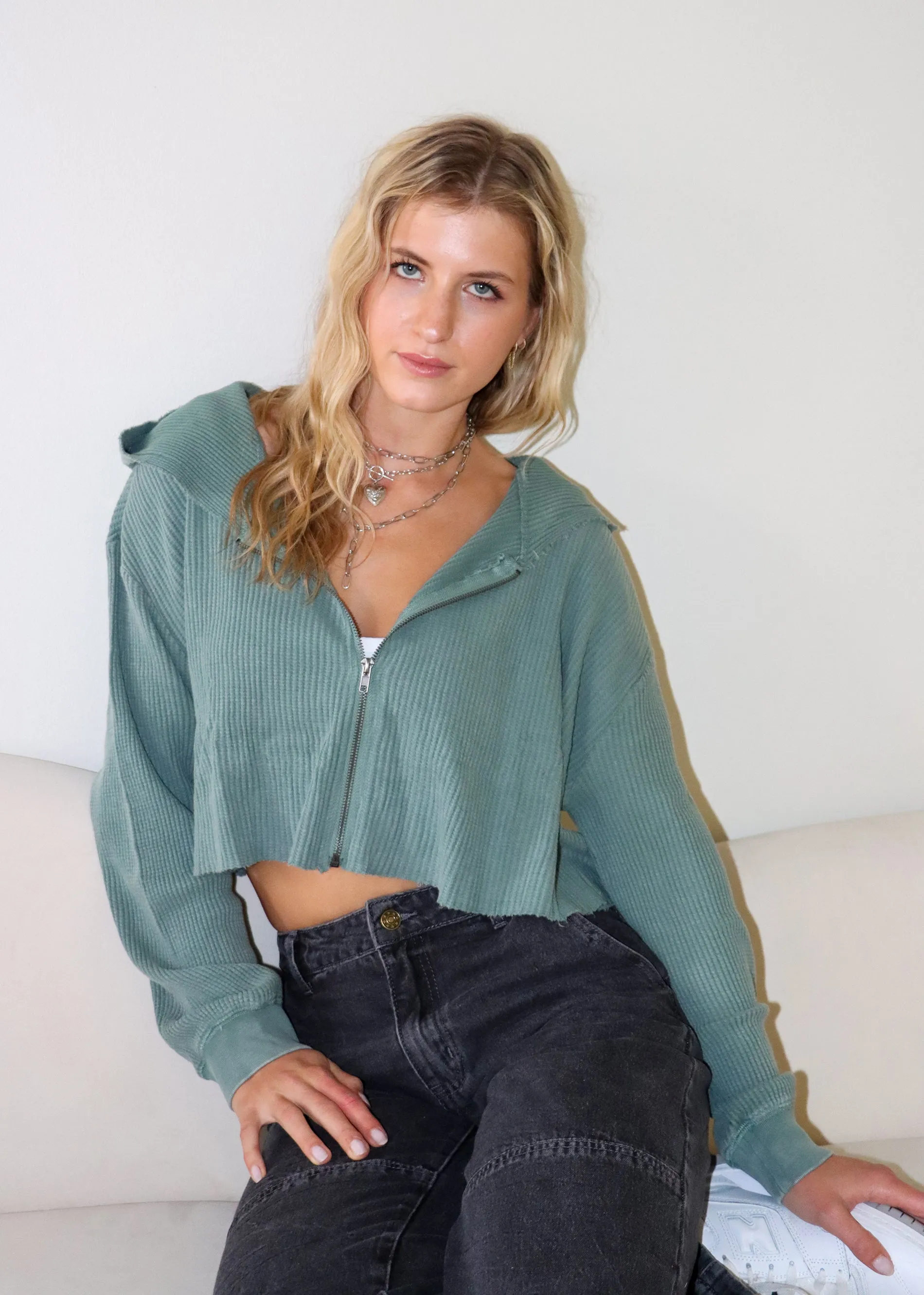 As She Dreams Zip Up Hoodie ★ Olive sold by Rock N Rags