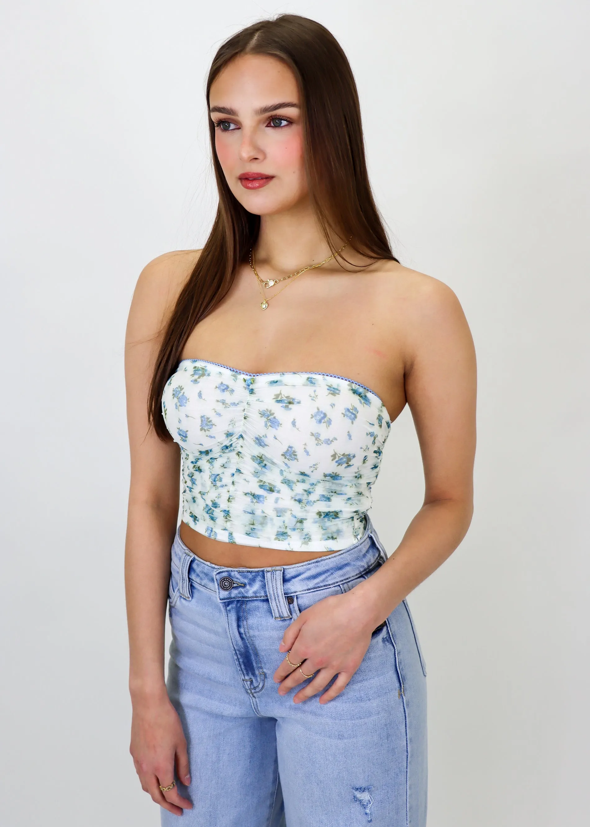 Above Me Tube Top ★ Blue Floral sold by Rock N Rags product image thumbnail 3