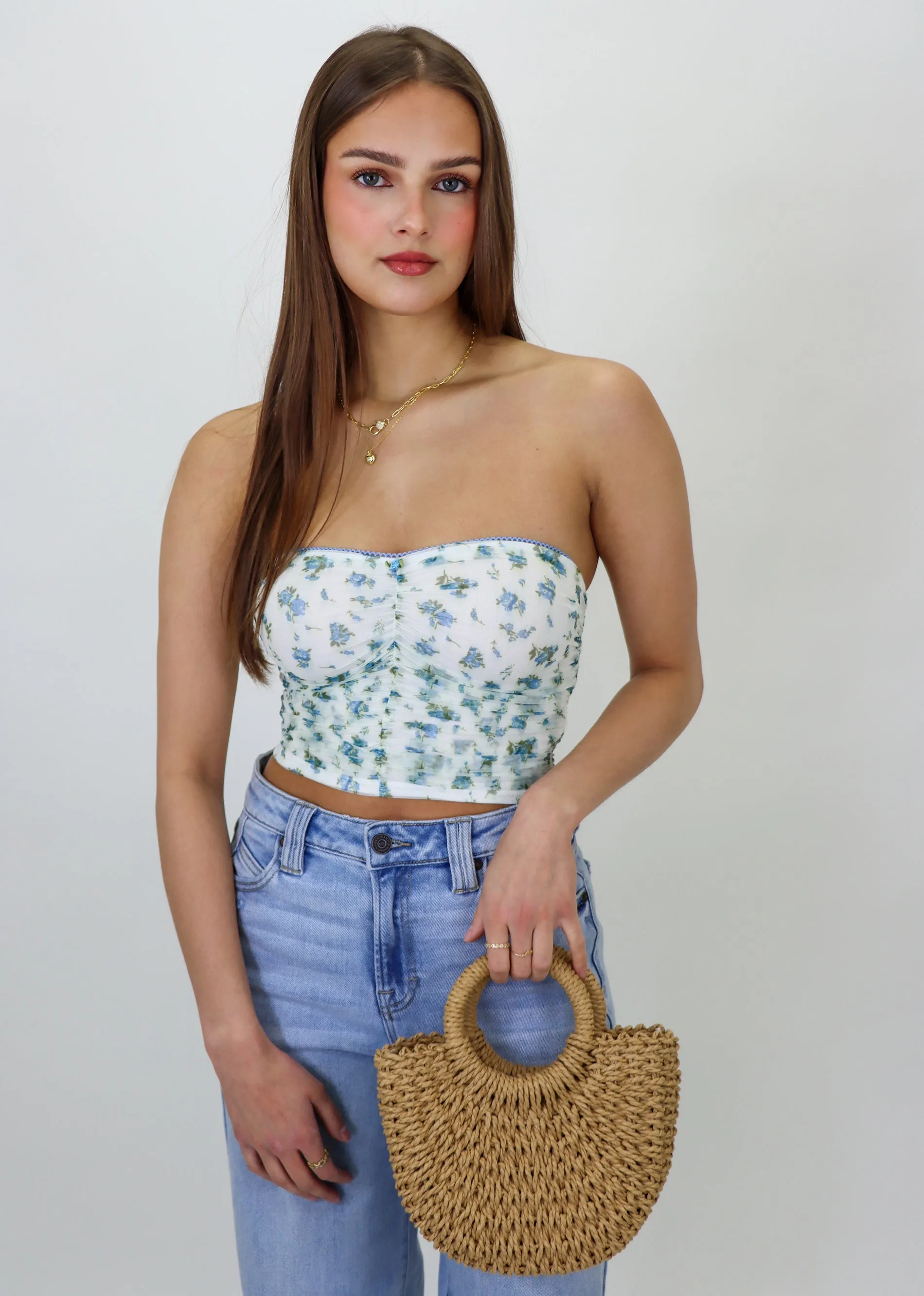 Above Me Tube Top ★ Blue Floral sold by Rock N Rags