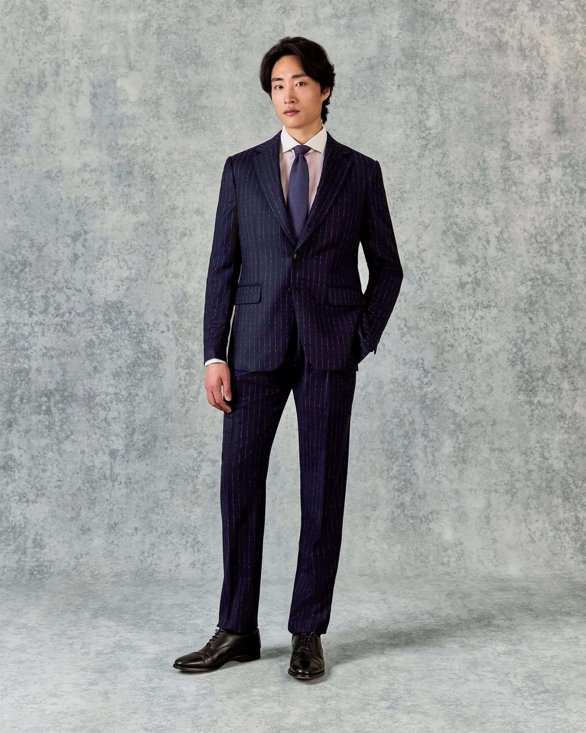 Churchill Wool Cashmere Morse Code Suit Navy sold by Gieves and Hawkes