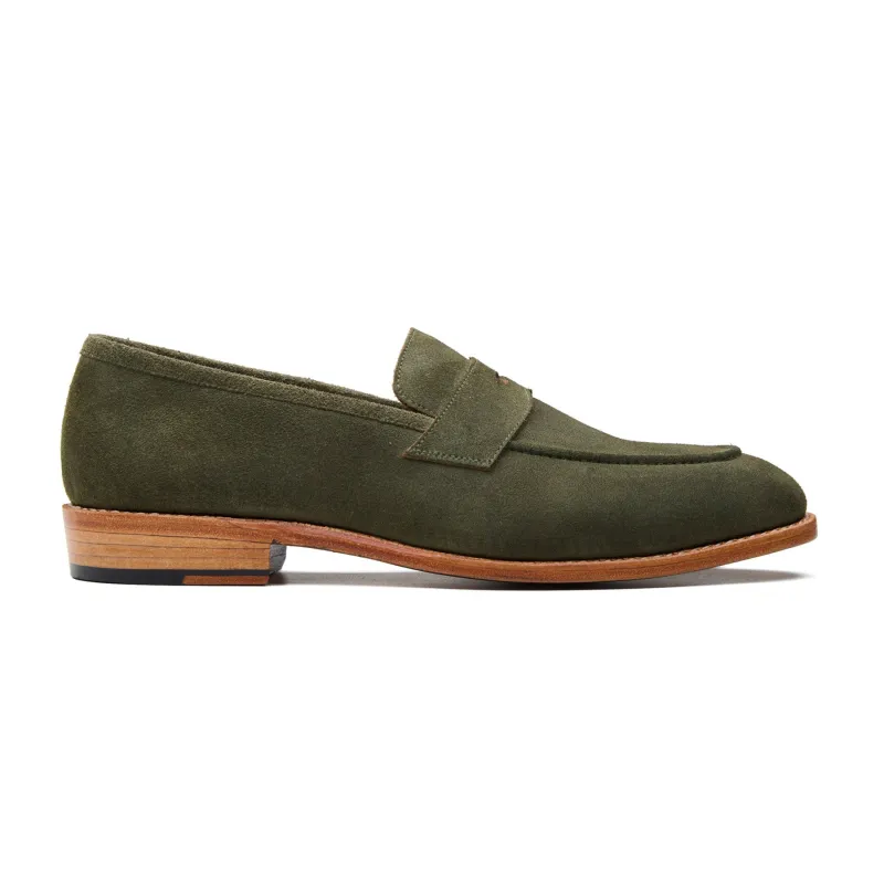 Aurus, Penny Loafer - Grass Go Rain Suede |Summer Classics sold by Blkbrd Shoemaker