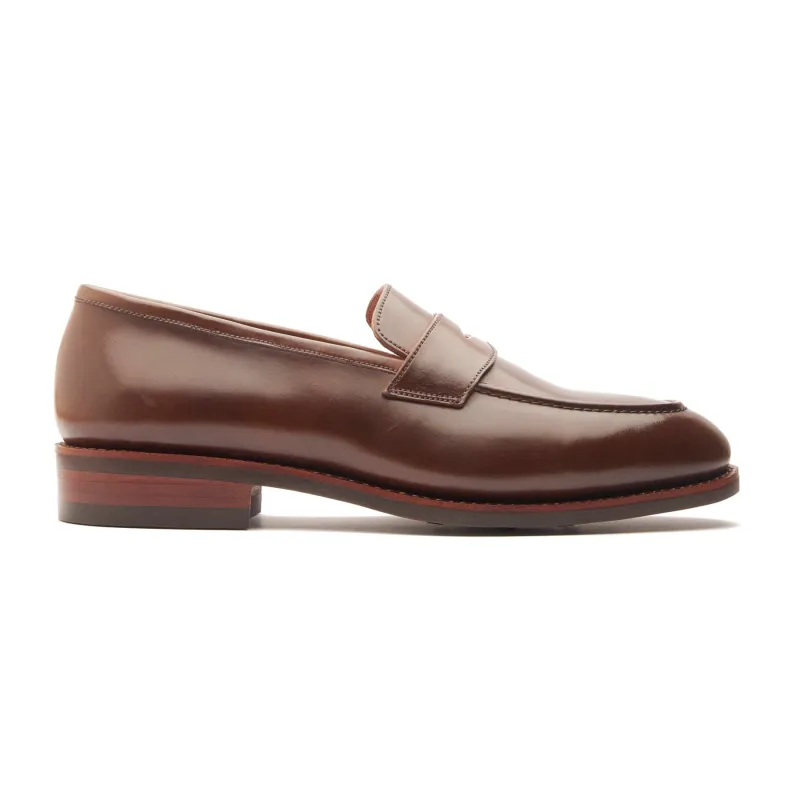 Aurus, Penny Loafer - Shell Cordovan Mahogany | Hand Welted Cordovan Series sold by Blkbrd Shoemaker