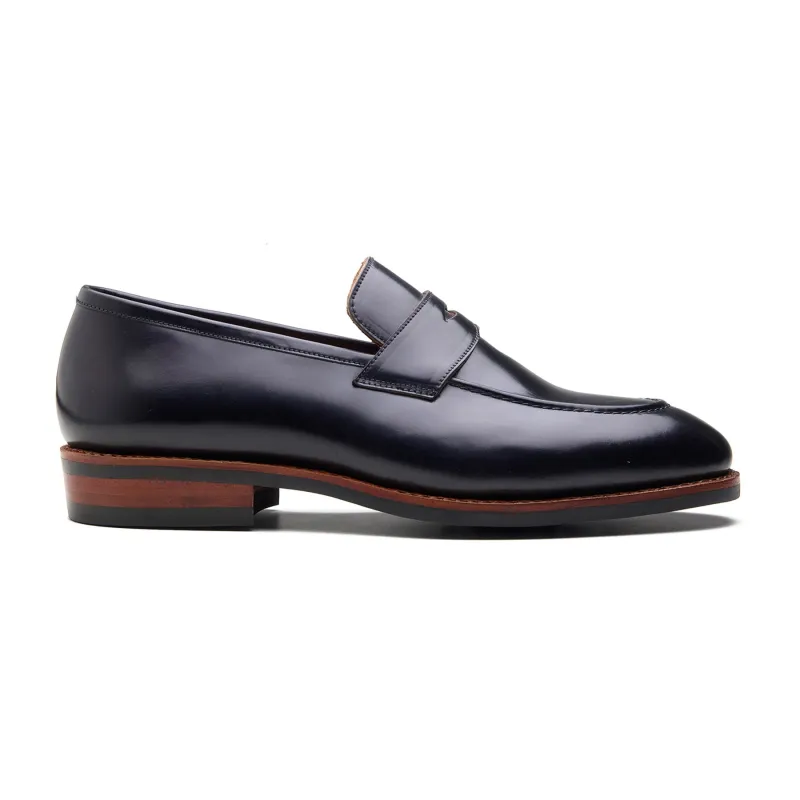 Aurus, Penny Loafer - Rocado Shell Cordovan Black | Hand Welted Cordovan Series made by Blkbrd Shoemaker