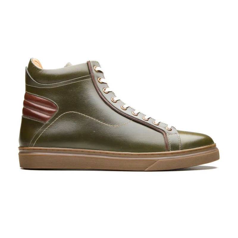 Kaiser, High Top Work Sneaker - Olive Pullup | Smart Casuals made by Blkbrd Shoemaker