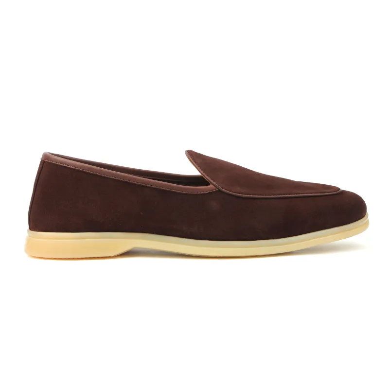 Lorenzo, Belgian Loafer - Castorino Suede Brown | Unlined Flex Collection made by Blkbrd Shoemaker