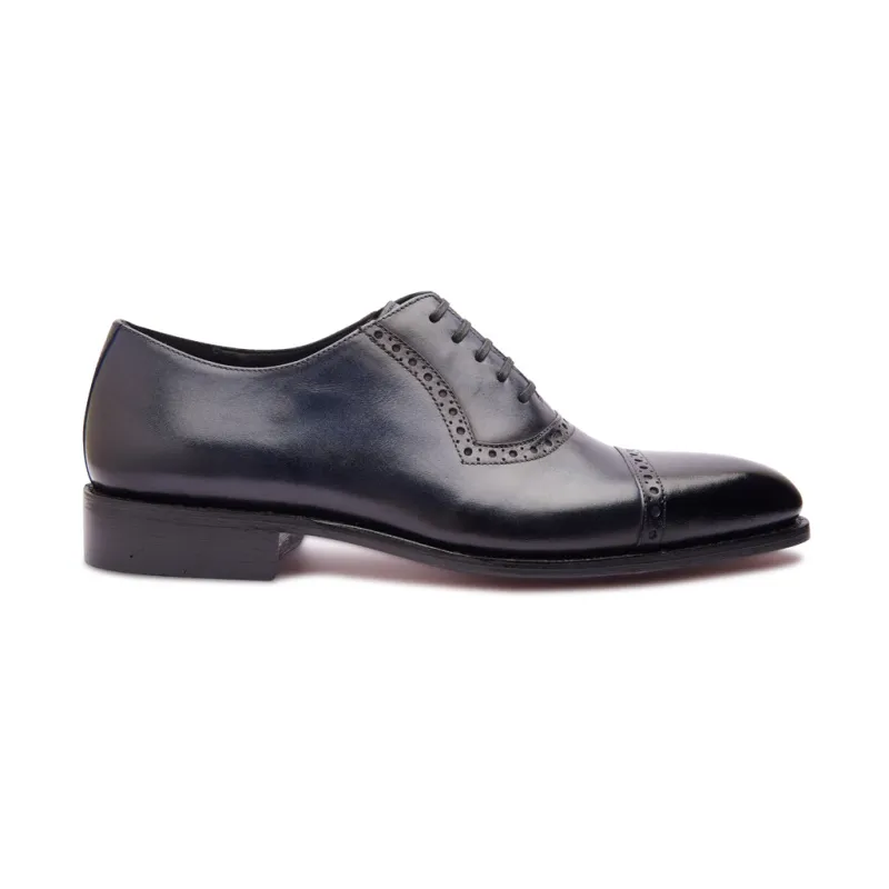 Horacio, Cap-toe Adelaide Oxford - Navy | Hand Welted Contemporary Classics sold by Blkbrd Shoemaker