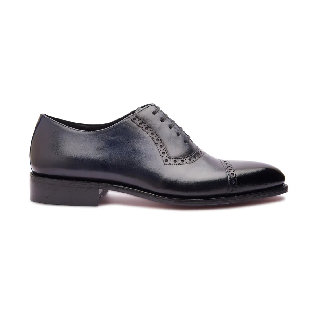Horacio, Cap-toe Adelaide Oxford - Navy | Hand Welted Contemporary Classics sold by Blkbrd Shoemaker