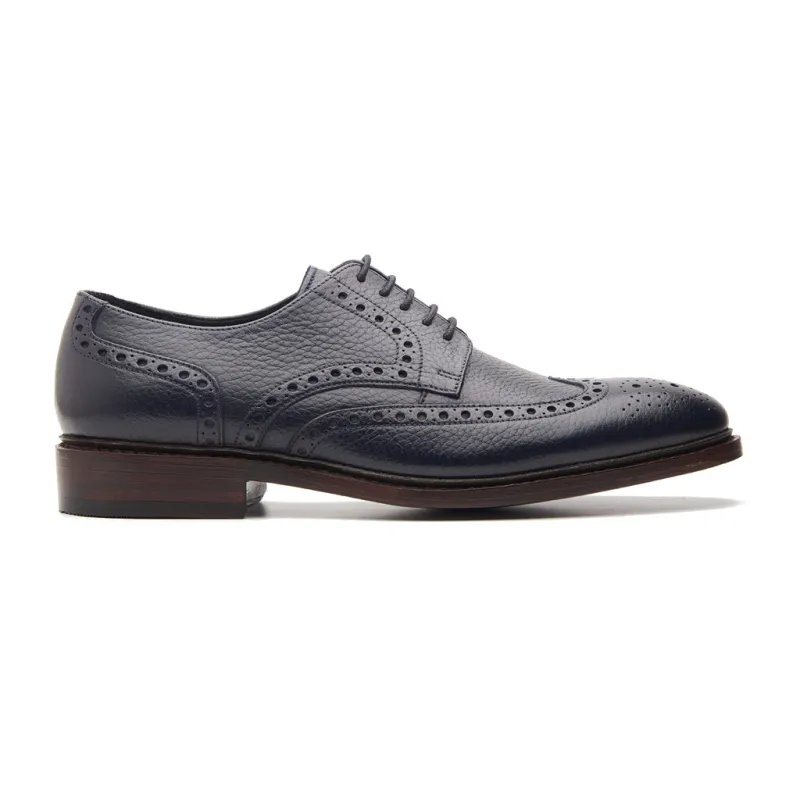 Carl-X, Wingtip Derby - Navy Milled | Hand Welted Contemporary Classics sold by Blkbrd Shoemaker