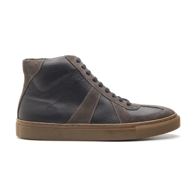 Martin, German Army Trainer - Black Milled & Graphite Suede | Smart Casuals sold by Blkbrd Shoemaker