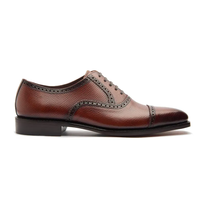 Bemer-X, Quarter Brogue Oxford - Cognac Hatch-grain | Hand Welted Contemporary Classics made by Blkbrd Shoemaker