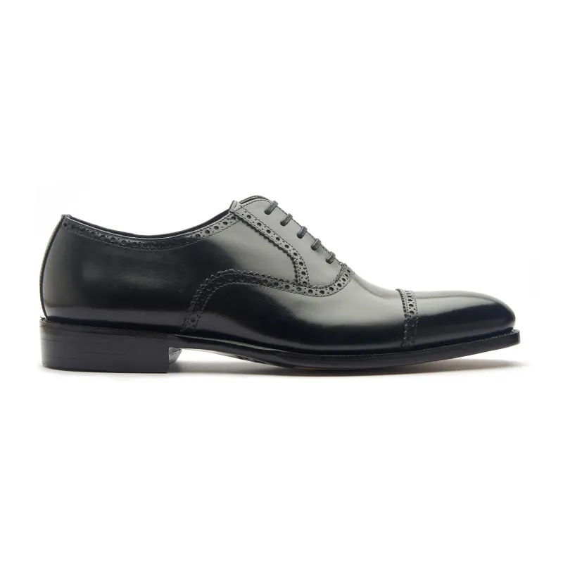 Bemer-X, Quarter Brogue Oxford - Black Box Calf | Hand Welted Classics sold by Blkbrd Shoemaker