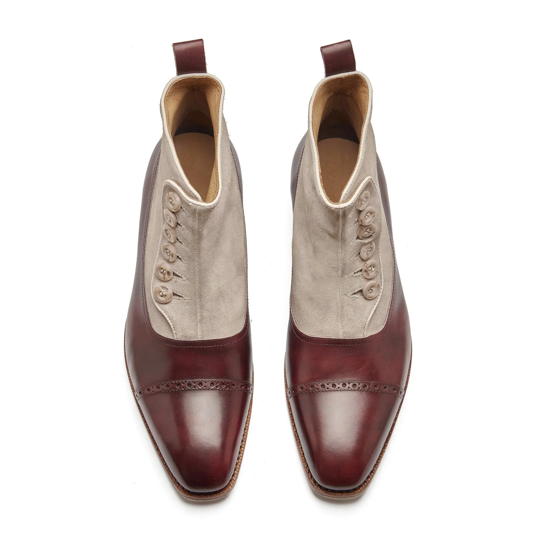 Esquire, Button Boot - Plum Museum Calf Ivory Suede | Hand Welted Contemporary Classics sold by Blkbrd Shoemaker product image thumbnail 2