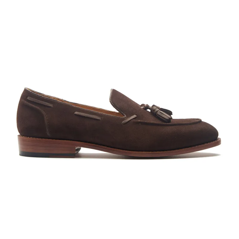 Royce, Tassel Loafer - Brown Reverse Calf Suede | Summer Classics sold by Blkbrd Shoemaker