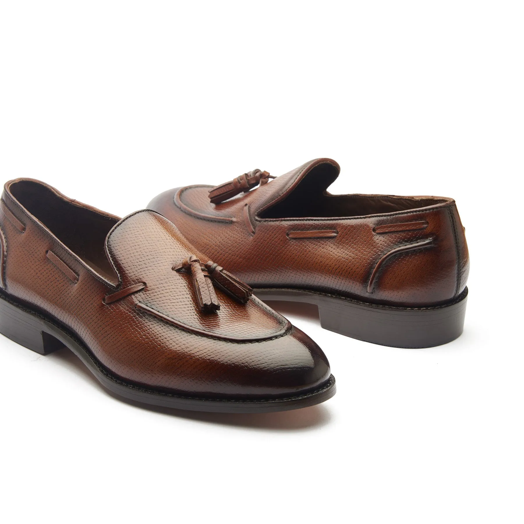 Royce, Tassel Loafer - Cognac Hatchgrain | Contemporary Classics sold by Blkbrd Shoemaker product image thumbnail 3