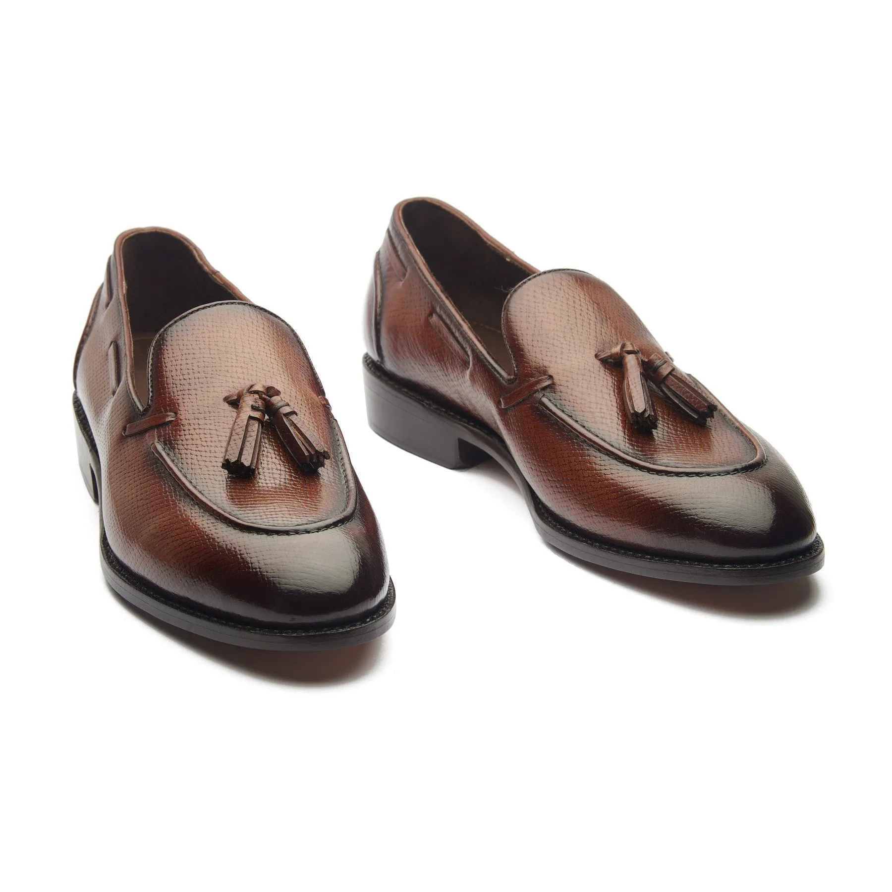 Royce, Tassel Loafer - Cognac Hatchgrain | Contemporary Classics sold by Blkbrd Shoemaker product image thumbnail 4