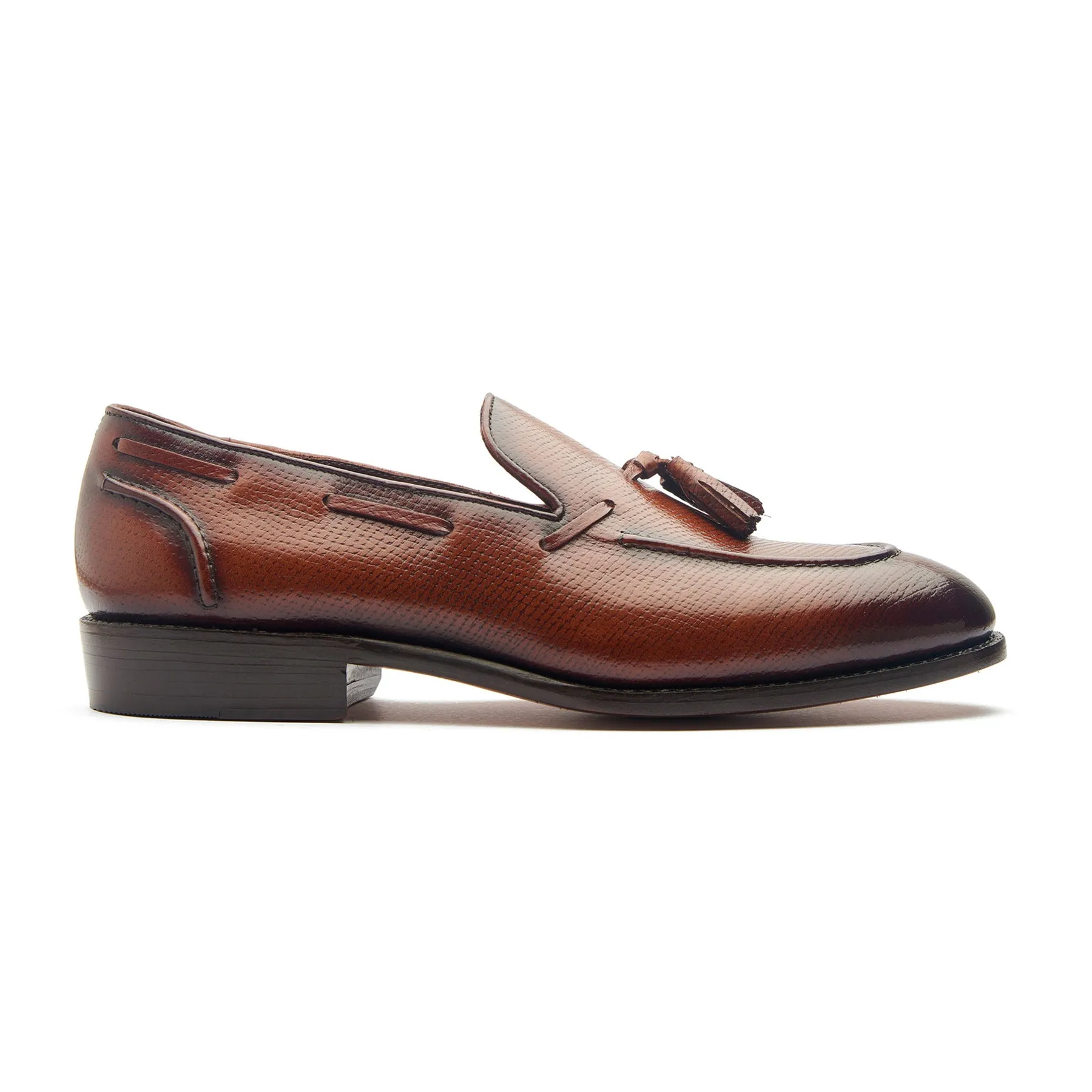 Royce, Tassel Loafer - Cognac Hatchgrain | Contemporary Classics sold by Blkbrd Shoemaker