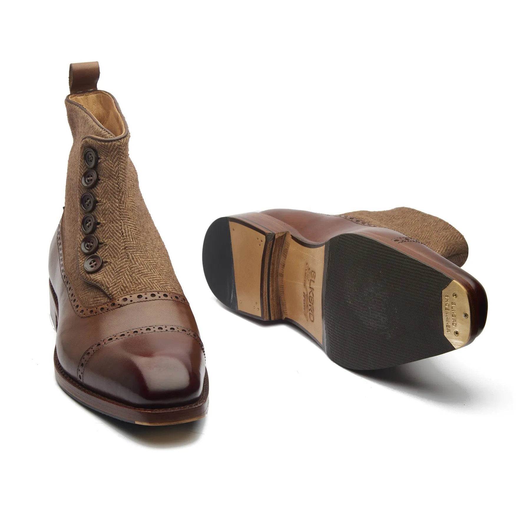 Victor, Button Boot -Mid Brown | Hand Welted | Classics Collection sold by Blkbrd Shoemaker product image thumbnail 4