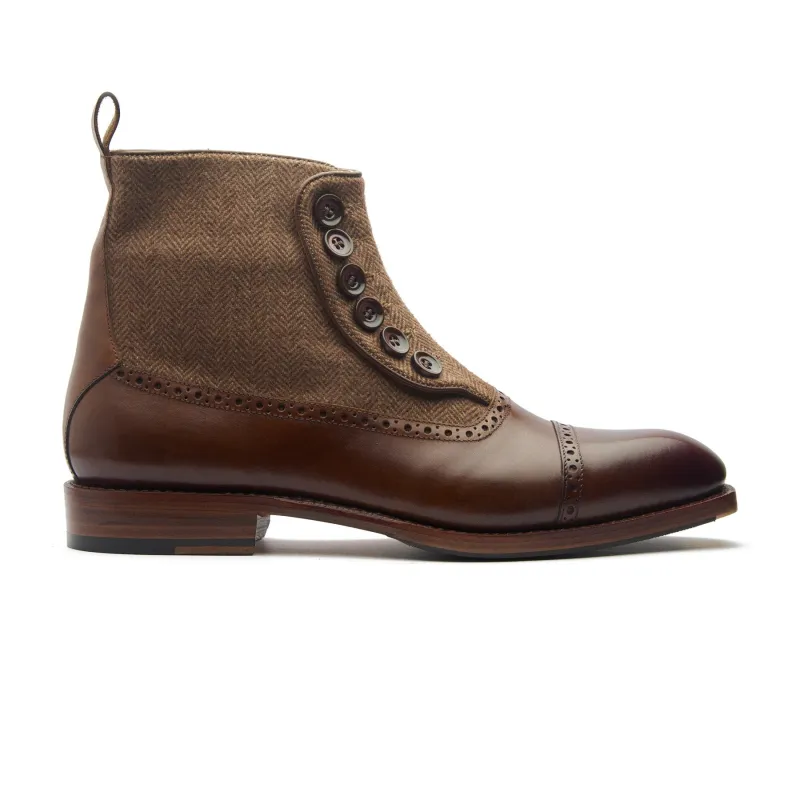 Victor, Button Boot -Mid Brown | Hand Welted | Classics Collection made by Blkbrd Shoemaker